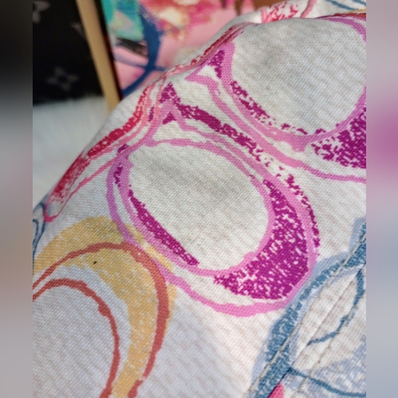 Coach Poppy Dream Multi Signature Optic Soulder Glam Tote Bag EUC - Picture 11 of 15